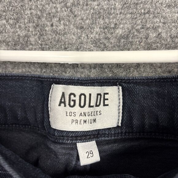 AGOLDE SOPHIE Jeans Womens Size 29 Blue Dark Wash Skinny Raw Hem - Picture 3 of 10